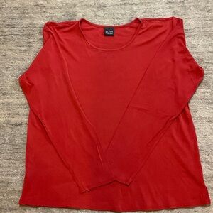 Eileen Fisher Vibrant Red Long-Sleeve Crewneck Top